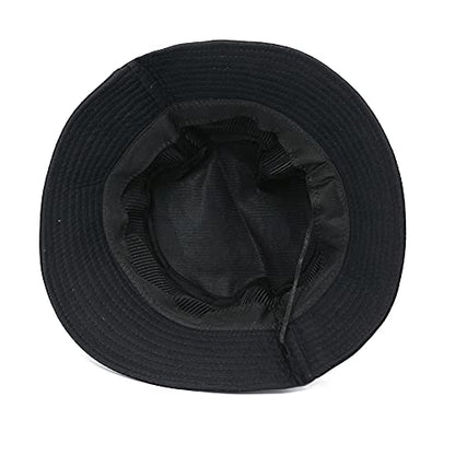 Cotton Bucket Hat Solid Color Beach Hat Summer Travel Sun Hats Fisherman Cap - color: Dolphin Black