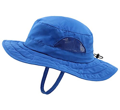 Connectyle Kids Sun Hat for Boys Girls Wide Brim Bucket Hat UPF 50+ Sun Protection Hat Breathable Summer Beach Hat - color: Blue