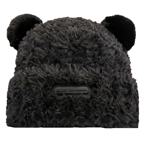 Winter Knit Hat for Women Winter Elastic Cute Bear Ear Skull Beanie Caps Autumn Winter Cute Crochet Beanies - color: Bear Ear Black