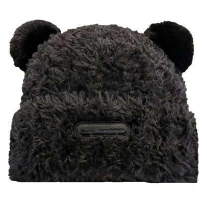 Winter Knit Hat for Women Winter Elastic Cute Bear Ear Skull Beanie Caps Autumn Winter Cute Crochet Beanies - color: Bear Ear Black
