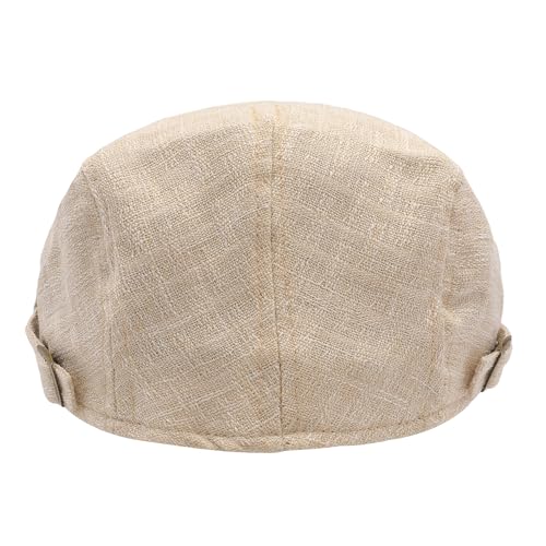 ZLYC 남성용 여름 플랫 캡 Scally Ivy Gatsby Newsboy Beret Driver Cabbie 사냥 모자 - color: 플레인 베이지.