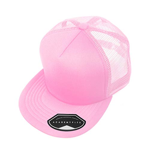 Quality 5 Panel High Crown Trucker Foam Mesh Hat Snapback Men Women Unisex Waterproof Blank Cap #2070 - color: Pink