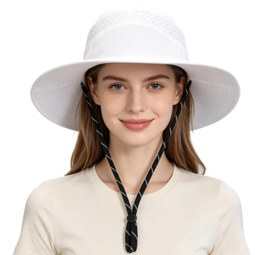 Sun Hats for Women Outdoor Wide-Brimmed Fisherman's Hat White