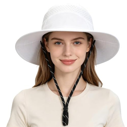 Sun Hats for Women Outdoor Wide-Brimmed Fisherman's Hat White