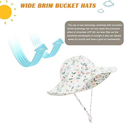 Baby Girl Sun Hat Infant Summer Beach Hat Toddler Bucket Hat UPF 50+ - color: Garden, size: 2-4T