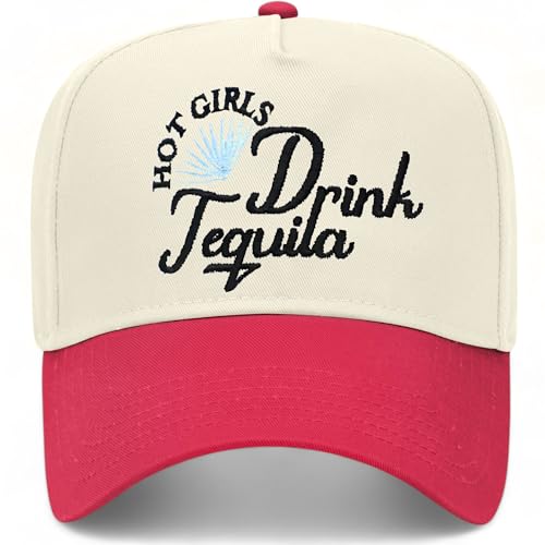 Hot Girls Drink Tequila Hat | Perfect-Fitting Unisex Vintage Trucker Hat Suitable for Every Occasion - color: Red/Natural