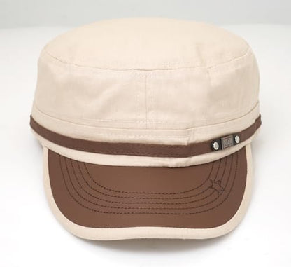 Initlove Military Hat Cadet Army Cap Flat Top Hats for Men Women - color: Khaki