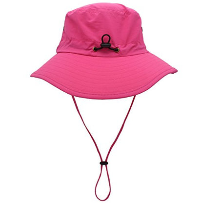 Women Lightweight Safari Sun Hat Quick Dry Fishing Hat with Strap Cool - color: Rose Red