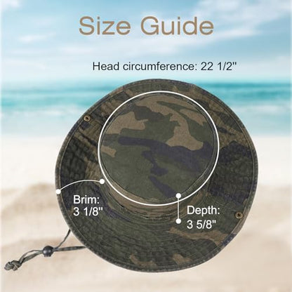 Bucket Hat UV Protection Sun Hat, Boonie Fishing Safari Hats for Outdoors - color: Woodland Camo
