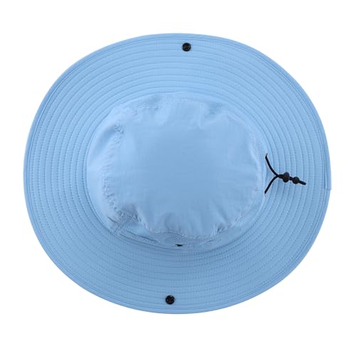 Home Prefer UPF50+ Mens Sun Hat Wide Brim Womens UV Protection Beach Bucket Hat for Fishing Hiking Snap Up Cowboy Hat - color: Light Blue