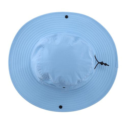 Home Prefer UPF50+ Mens Sun Hat Wide Brim Womens UV Protection Beach Bucket Hat for Fishing Hiking Snap Up Cowboy Hat - color: Light Blue
