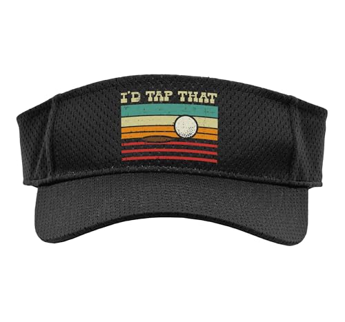 Id Tap that Golf Ball Sunset Retro Golfing Golfer Men Women Sport Sun Visor - color: Black
