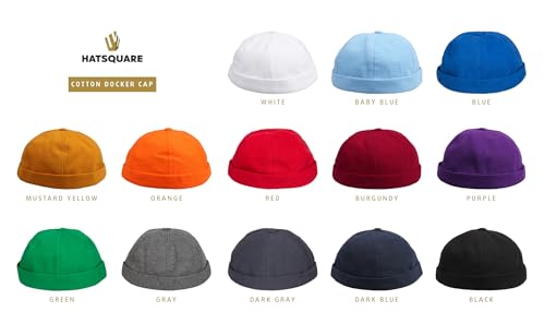Cotton Docker Cap, Unisex Brimless Cap, Men Skull Cap, Brimless Beanie Hat, Men Women Cuffed Hat. - color: White