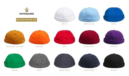 Cotton Docker Cap, Unisex Brimless Cap, Men Skull Cap, Brimless Beanie Hat, Men Women Cuffed Hat. - color: White