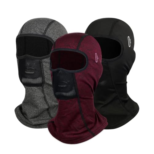 Balaclava Ski Mask for Men Women Velvet-Lined Full Head Cover Neck Gaiter - color: Ylr1-black+green