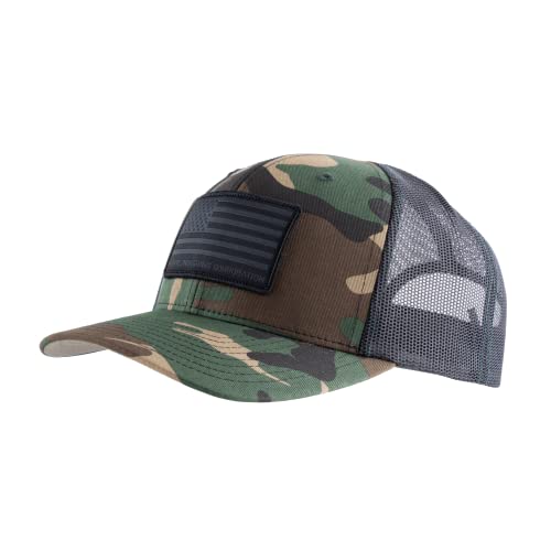 Magpul Trucker Hat Snap Back Baseball Cap, One Size Fits Most - color: Standard Patch Woodland Camo