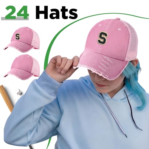 Suhine 24 Pcs Blank Trucker Hat Bulk,Unisex Baseball Cap - color: Pink