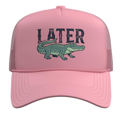 Later Alligator Trucker Hat with Adjustable Mesh Back - color: Pink