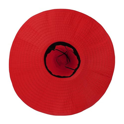 Women's Super Wide Brim Sun Hat - Extra Large Floppy Beach Bucket Hat, Foldable Summer Sun Protection Outdoor Travel Cap - color: Red