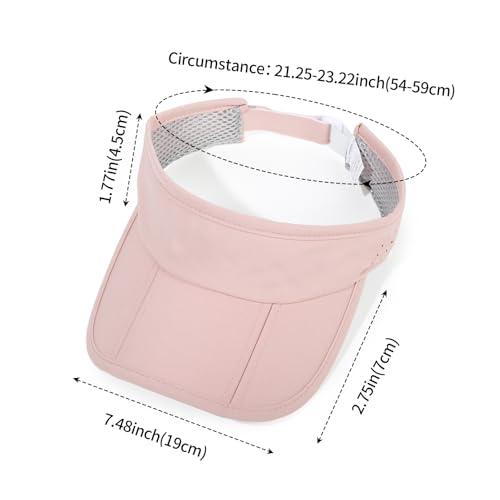 Sun Visors for Women Men Adjustable Folding Cap Running Golf Tennis - color: Pink