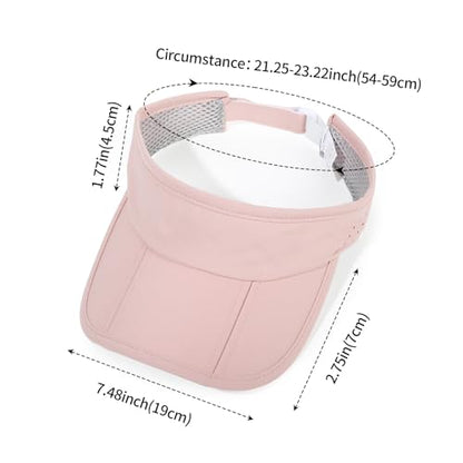 Sun Visors for Women Men Adjustable Folding Cap Running Golf Tennis - color: Pink
