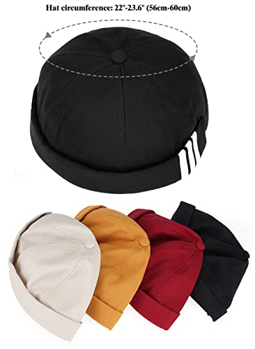 Glamorstar Dome Brimless Hats for Women Men Sailor Docker Beanie Cap Hip Hop Hats - color: Black