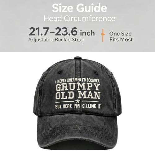 Old & Don't Care Hat, Vintage Distressed Old & Don’t Care Cap, Adjustable Funny Baseball Cap - color: Killing Old Man Black