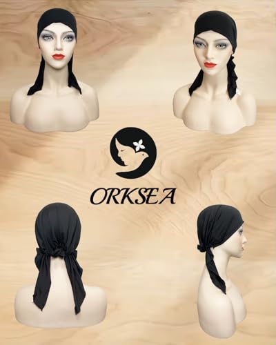 Chemo Headwear for Women Pre-Tied Head Scarf Coverings Scarves - color: Black