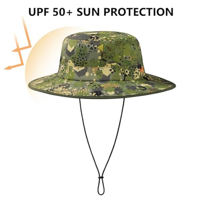 BASSDASH UPF 50+ Water-Resistant Fishing Bucket Hat with Laser Perforated Mesh Adjustable for Men Women Outdoor Hiking - color: Open Terrain Ⅱ