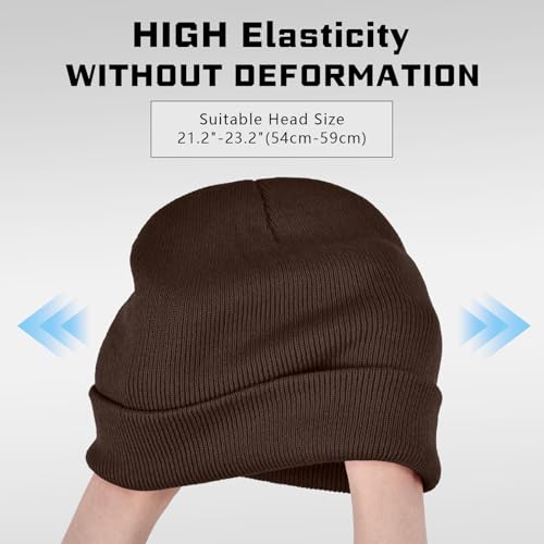 ZOORON Beanie for Men Women Warm Winter Hat Unisex Soft Knit Cuffed Beanie - color: Coffee