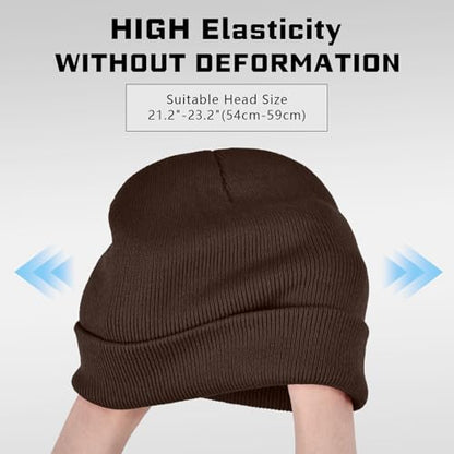 ZOORON Beanie for Men Women Warm Winter Hat Unisex Soft Knit Cuffed Beanie - color: Coffee