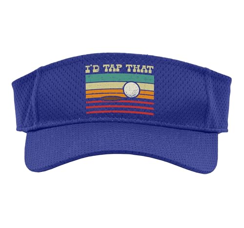Id Tap that Golf Ball Sunset Retro Golfing Golfer Men Women Sport Sun Visor - color: Purple