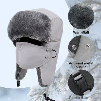 mysuntown Warm Winter Hats for Women Men with Ear Flaps for Cold Weather - color: Grey