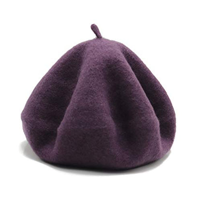 Wheebo Wool Beret Hat,Solid Color French Style Winter Warm Cap for Women Girls Lady - color: Taro Purple