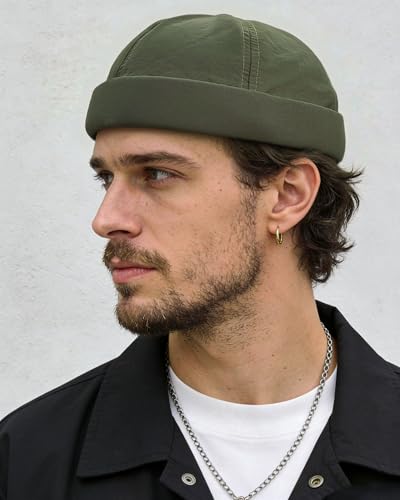 CLAPE Lightweight Breathable Brimless Cap Street Casual Versatile Summer Quick Dry Docker Cap No Brim Sailor Cap Leon Cap - color: Ct81-green