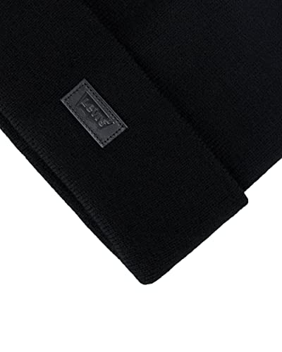 Levi's Mens All-Season Hero Beanie Soft Knit Cuffed Winter Hat, Warm & Comfortable Everyday Style - color: Black Solid