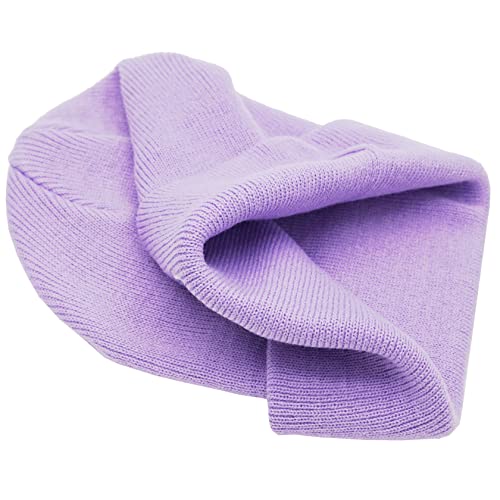 55cube Unisex Winter Beanie Hats Warm Thick Knit Cuffed Skullcaps - color: Light Purple