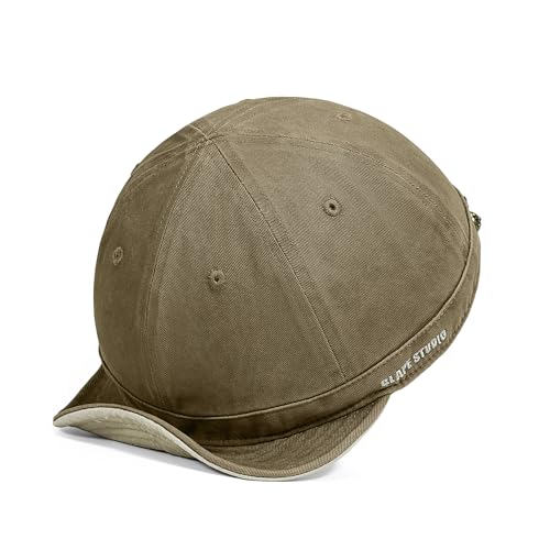 CLAPE Short Brim Baseball Cap for Men, Cotton Adjustable Travel Hat - color: Clsb06-khaki