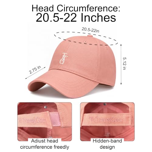Kids Washed Cotton Baseball Cap, Unstructured Adjustable Toddler Hat for Boys & Girls - color: Pink