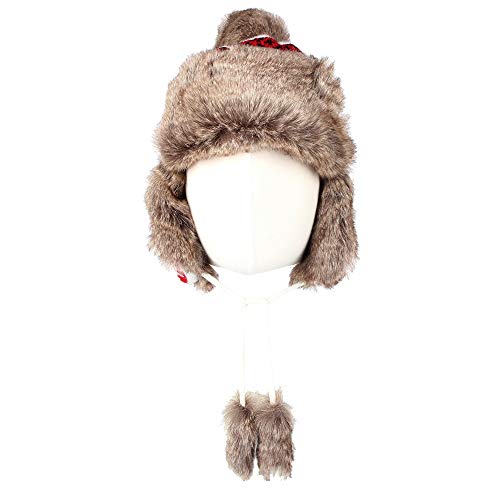 WITHMOONS Fleece Maple Fair Isle Knit Beanie Hat Earflaps Cap FZ70021 - color: Red