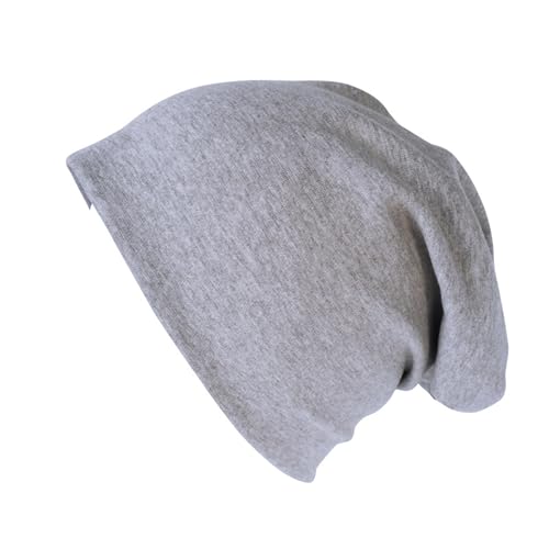 UTTPLL Unisex Baggy Cotton Beanies Lightweight Hip-Hop Soft Slouchy Stretch Beanie Hat Chemo Caps for Men Women - color: Light Grey
