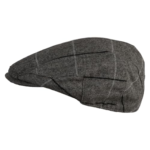 Large Plaid Wool Polyester Blend Ivy Cap - color: Brown, size: Small-Medium