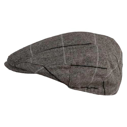 Large Plaid Wool Polyester Blend Ivy Cap - color: Brown, size: Large-X-Large