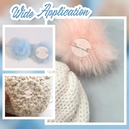 WADORN 48Pcs 8 Styles Acrylic Hat Pom Pom Removable Button, Flat Round Pom Pom Base Sheets for Fixing The Pom Pom in Place Hat Pom Pom Keepers Holders for Knit Beanies and Toques, Pink - color: Pink