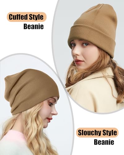 ROYBENS Warm Wool Beanie for Men Women, Thick Fleece Lined Knit Winter Hat - color: 1pcs-light Coffee