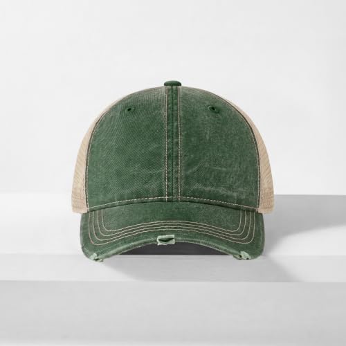 CHOK.LIDS Washed Trucker Hat Unstructured Distressed Pigment Dyed Cap - color: (Hunter Green)