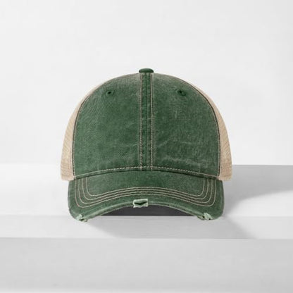 CHOK.LIDS Washed Trucker Hat Unstructured Distressed Pigment Dyed Cap - color: (Hunter Green)