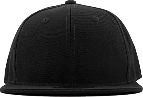 KBETHOS® Original 6 Panel Flat Brim True-Fit Fitted Cap - color: Black, size: 8