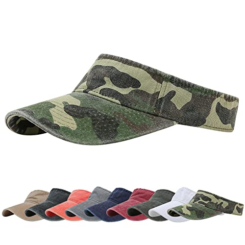 Sport Sun Visor Hats Cotton Ball Caps Empty Top Baseball Sun Cap for Men Women - color: Camo-beige