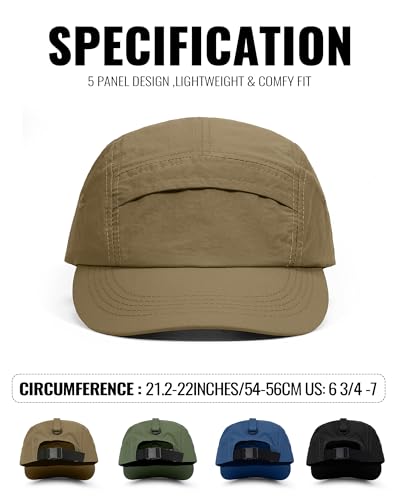 Croogo 5 Panel Running Hat Quick Dry Baseball Cap Sun UV Sports Outdoor Cap - color: Gd50-khaki